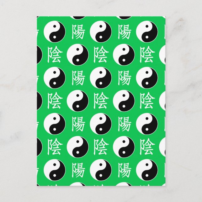 Chinesisches Yinyang-Muster mit grünem Hintergrund Postkarte (Vorderseite)