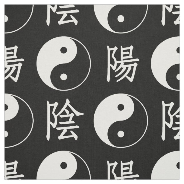 Chinesisches Yinyang-Muster mit schwarzem Hintergr Stoff (Muster)