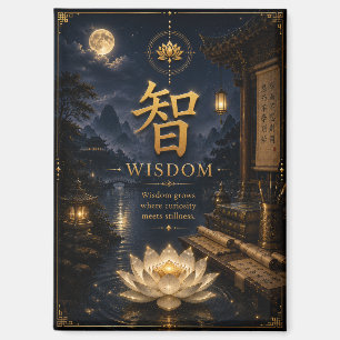 Chinesisches Zeichen 智 Weisheit (Zhi) Lotus Magnet