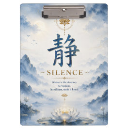 Chinesisches Zeichen 静 Stille (Jing) Lotus Klemmbrett