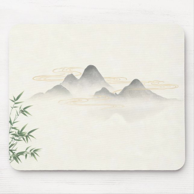 Chinesisches Zen-Tinten-Bambus-Mauspad, Minimal Mousepad (Vorne)