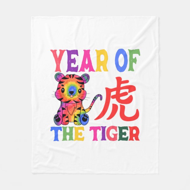 Chinesisches Zodiac - Jahr des Tigers in Regenboge Fleecedecke (Vorderseite)