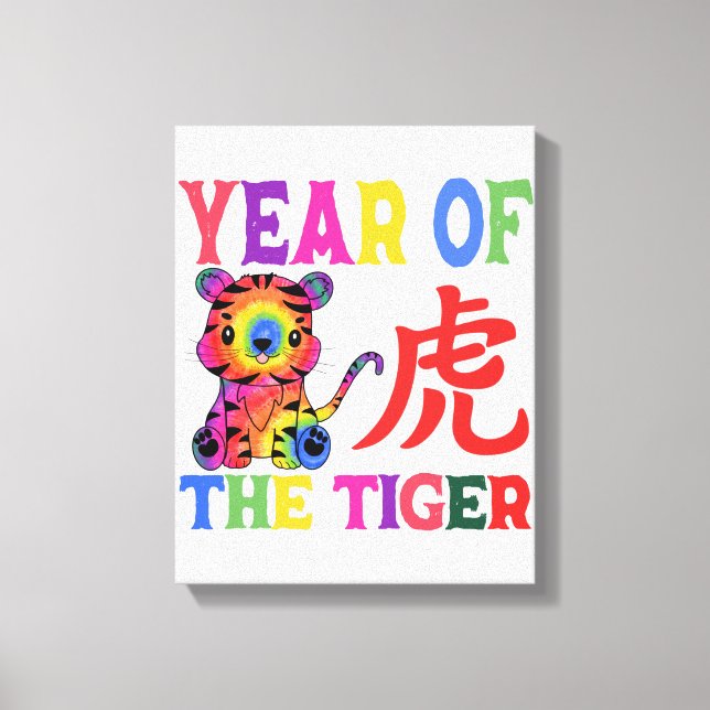 Chinesisches Zodiac - Jahr des Tigers in Regenboge Leinwanddruck (Vorderseite)