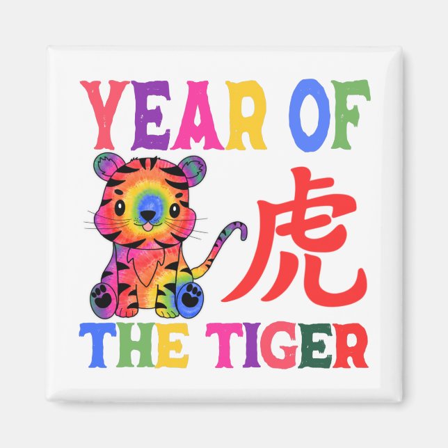 Chinesisches Zodiac - Jahr des Tigers in Regenboge Magnet (Vorne)