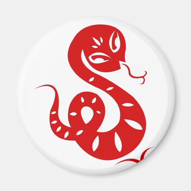 CHINESISCHES ZODIAC PAPERCUT SNAKE ILLUSTRIERTES S MAGNET (Vorne)