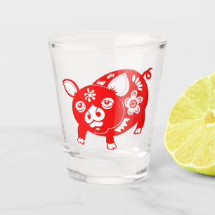 Chinesisches Zodiac Pig Schnapsglas