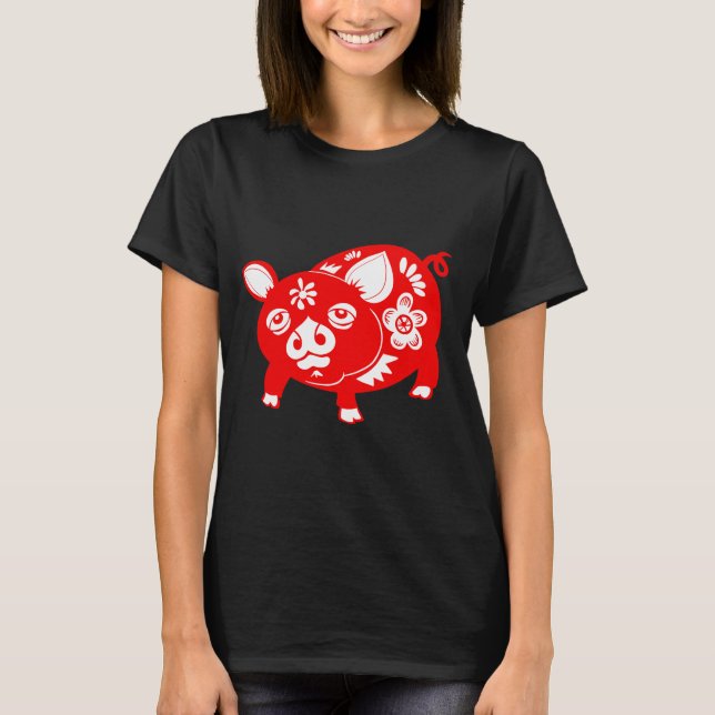 Chinesisches Zodiac Pig T-Shirt (Vorderseite)