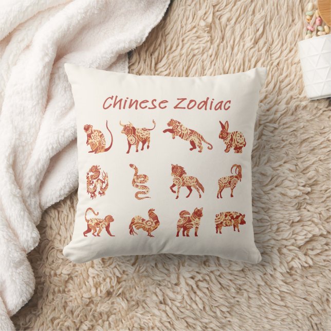 Chinesisches Zodiac-Tierzeichen Kissen (Decke)