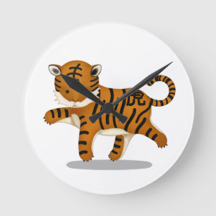 Chinesisches Zodiac Tiger Niedlich Astrologie Zeic Runde Wanduhr