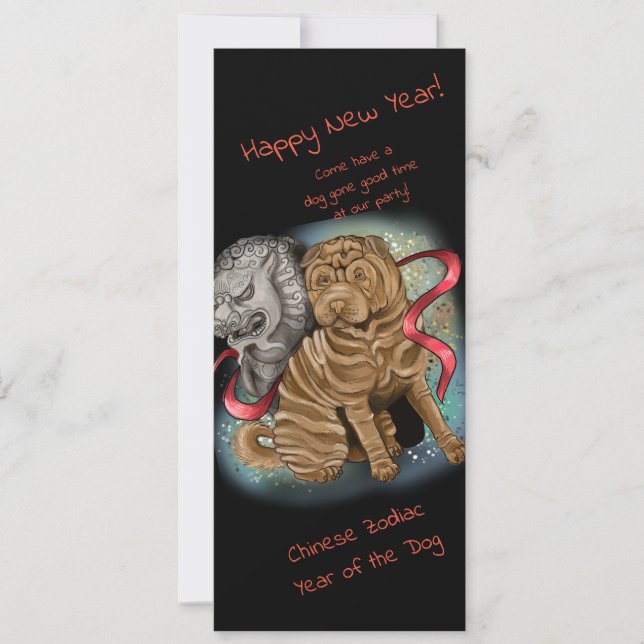 Chinesisches Zodiaka-Jahr des Hundes Einladung (Vorderseite)