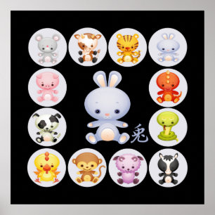 Chinesisches Zodiaka-Jahr des Kaninchen-Posters Poster