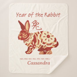 Chinesisches Zodiaka-Jahr des Kaninchenzeichens Sherpadecke