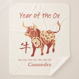 Chinesisches Zodiaka-Jahr des Ochsenzeichens Sherpadecke