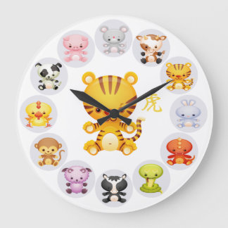 Chinesisches Zodiaka-Jahr des Tiger Große Wanduhr
