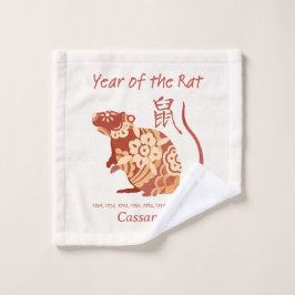Chinesisches Zodiakjahr des Rattentierzeichens Waschlappen