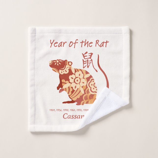 Chinesisches Zodiakjahr des Rattentierzeichens Waschlappen (Waschlappen)