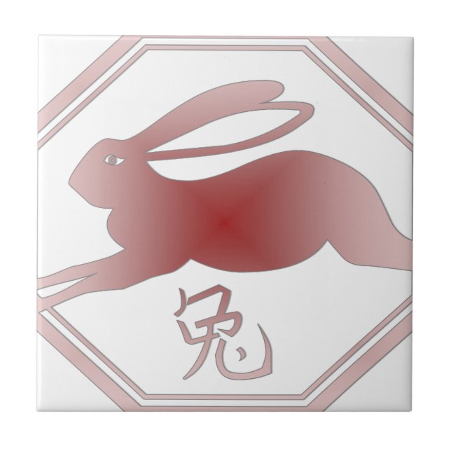 Chinesisches Zodiakrabbit Fliese (Vorderseite)