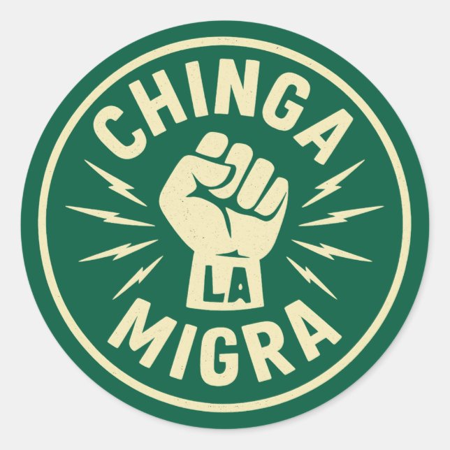 Chinga La Migra - Anti Eis Runder Aufkleber (Vorderseite)