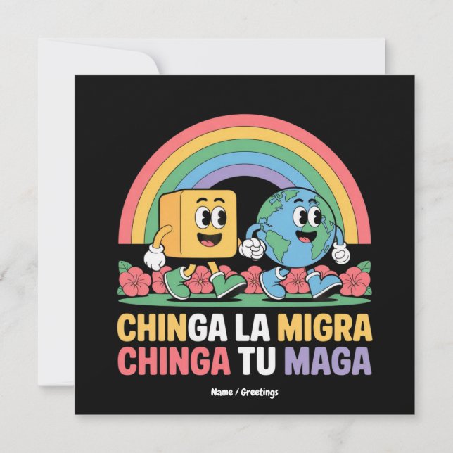 Chinga La Migra Chinga Tu Maga Funny Rainbow Einladung (Vorderseite)