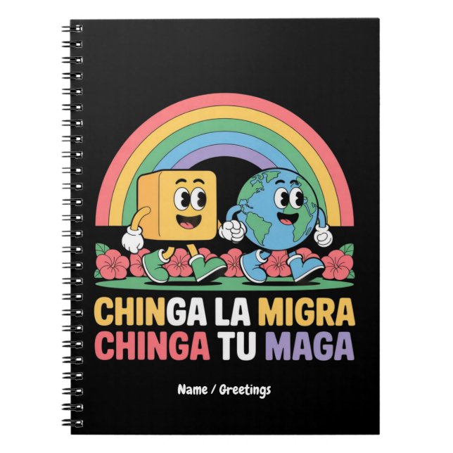 Chinga La Migra Chinga Tu Maga Funny Rainbow Notizblock (Vorderseite)