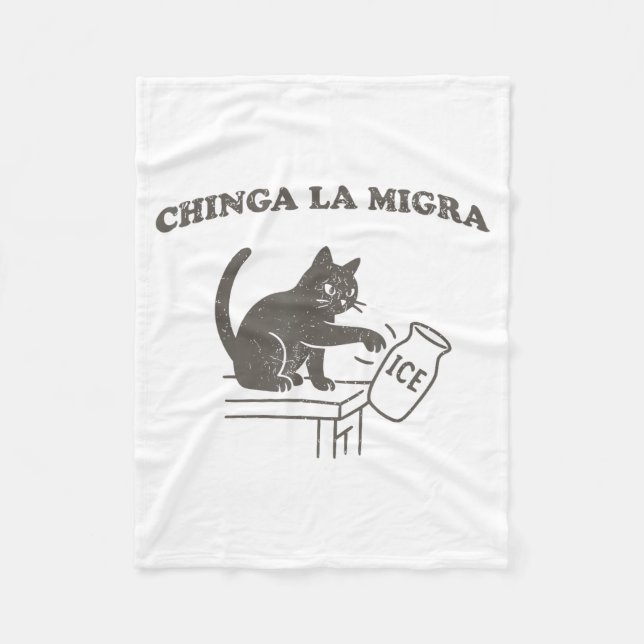 Chinga La Migra Immigration Abolish Ice Funny Cat  Fleecedecke (Vorderseite)