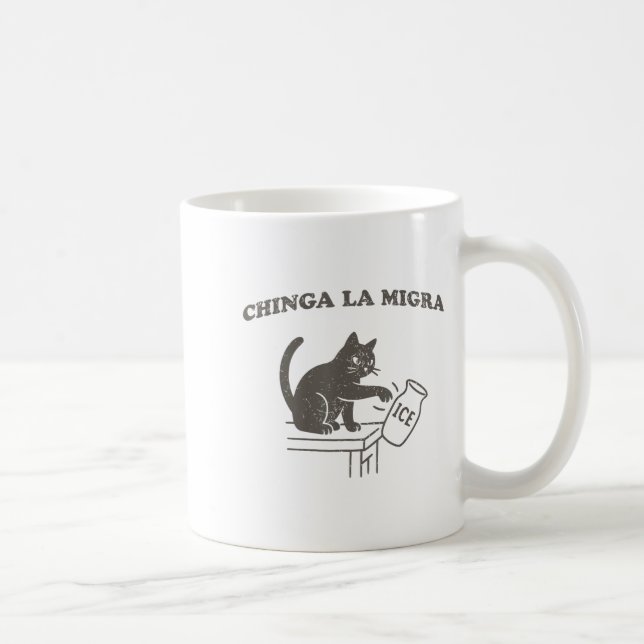 Chinga La Migra Immigration Abolish Ice Funny Cat  Kaffeetasse (Rechts)
