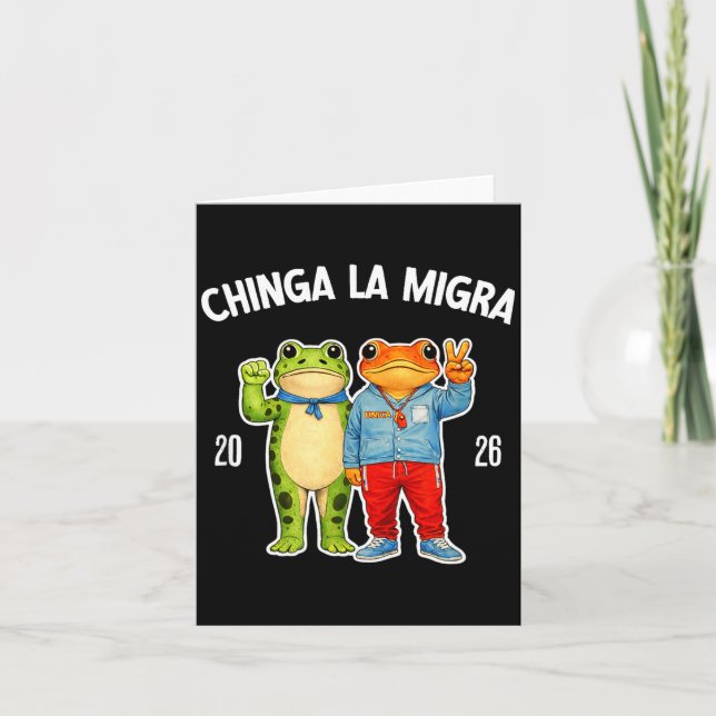 Chinga la migra lustiger Frosch Protest Grafik  Karte (Vorderseite)