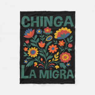 Chinga La Migra Retro Blumen Fleecedecke