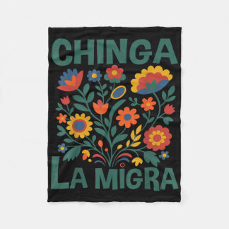 Chinga La Migra Retro Blumen Fleecedecke