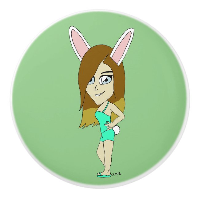 Chini Bunny Girl Keramikknauf (Vorderseite)