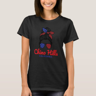 Chino Hills California Retro Messy Bun T-Shirt