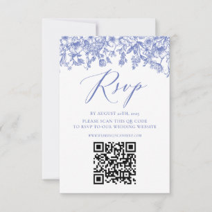 Chinoise Dusty Blue Floral RSVP Card Einladung