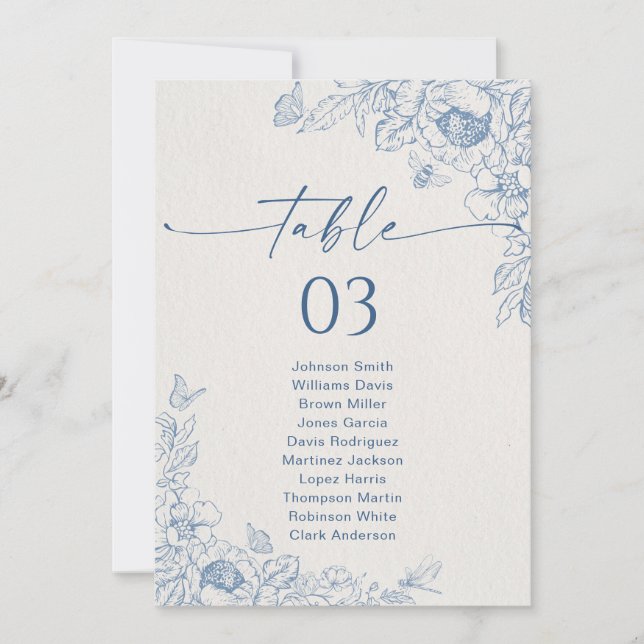 Chinoiseri Tafelkarten mit Blumenmuster (Vorderseite)