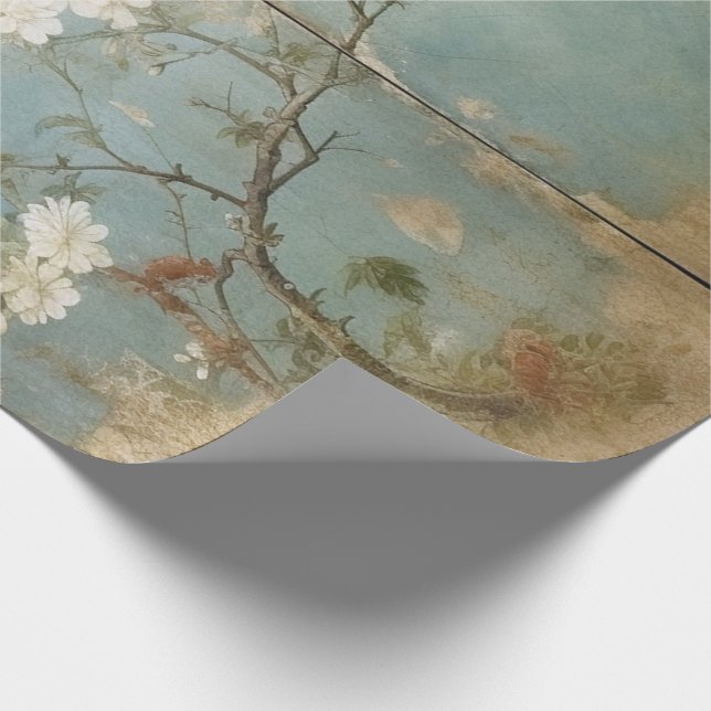 Chinoiserie Aged Blue Panels Geschenkpapier (Ecke)