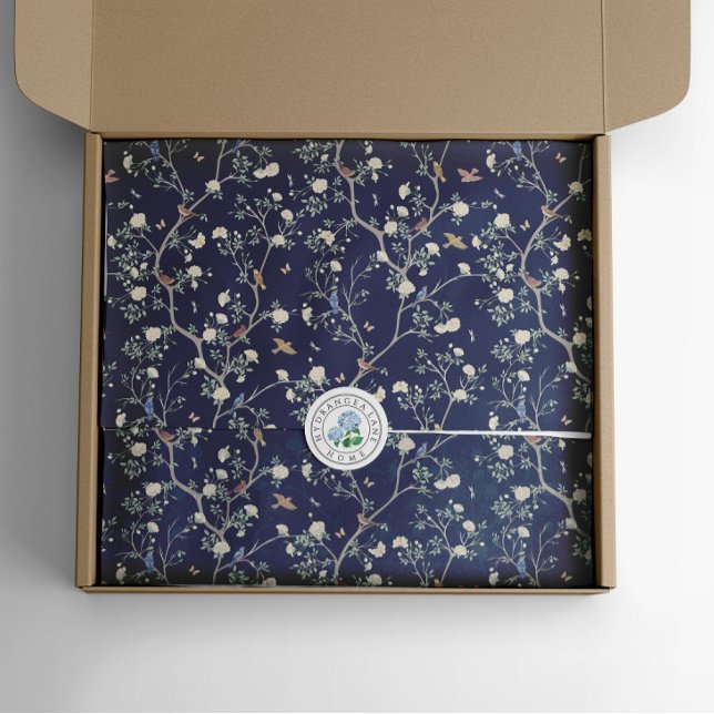 Chinoiserie Al Porto Seidenpapier (Camellia Garden Chinoiserie tissue paper navy blue
)