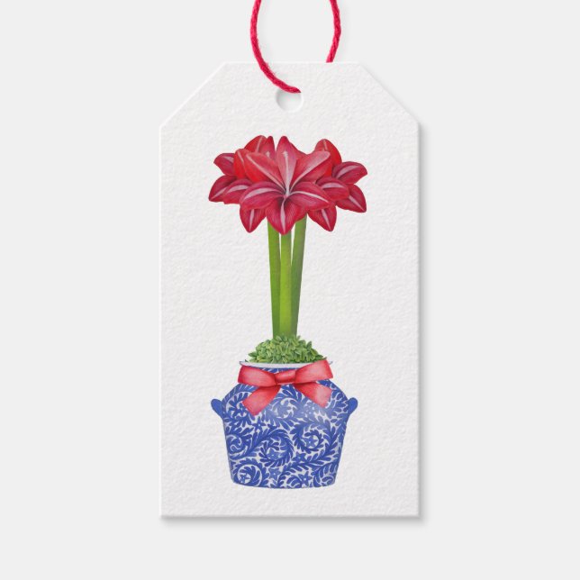 Chinoiserie Amaryllis Gift Tags Geschenkanhänger (Vorderseite)