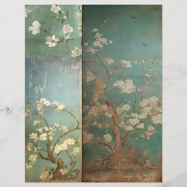 Chinoiserie Antike grüne und Apple Blüten 1 (Vorderseite)