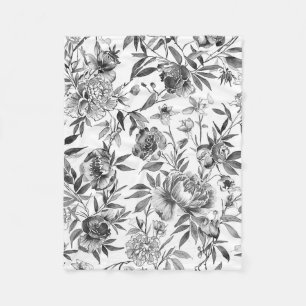 Chinoiserie-Aquarell-Blumen-Botanik-Malerei Fleecedecke