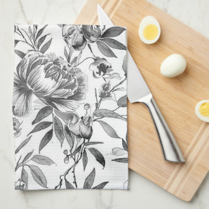 Chinoiserie-Aquarell-Blumen-Botanik-Malerei Geschirrtuch