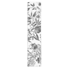 Chinoiserie-Aquarell-Blumen-Botanik-Malerei Kurzer Tischläufer