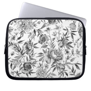 Chinoiserie-Aquarell-Blumen-Botanik-Malerei Laptopschutzhülle