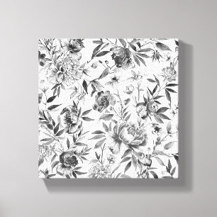 Chinoiserie-Aquarell-Blumen-Botanik-Malerei Leinwanddruck
