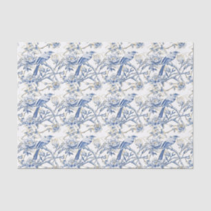 Chinoiserie Asian Bird White Blue Floral Entdeckun Seidenpapier