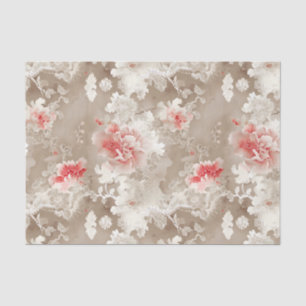 Chinoiserie Asiatisch Blumenmuster Weiss Rosa Deco Seidenpapier