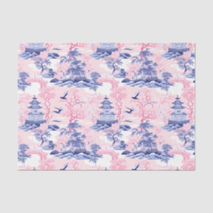 Chinoiserie Asiatische Landschaft Rosa Blau Dekora Seidenpapier