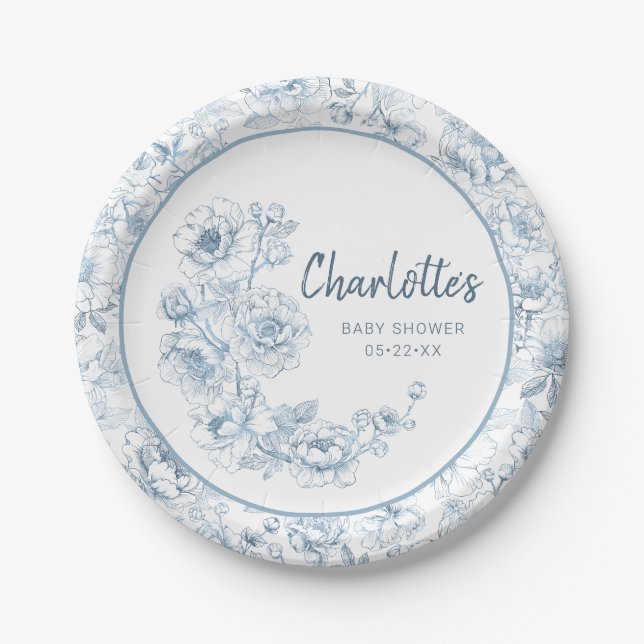 Chinoiserie Baby Shooting Paper Teller - Dusty Blu (Vorderseite)