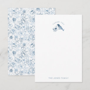 Chinoiserie-Baby-Shower-Dankeskarten Blau Weiß Dankeskarte