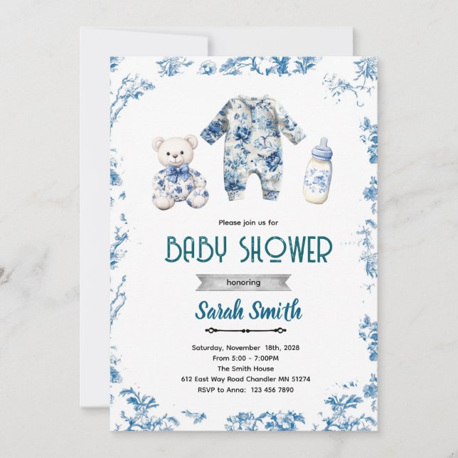 Chinoiserie baby shower party invitation einladung (Vorderseite)