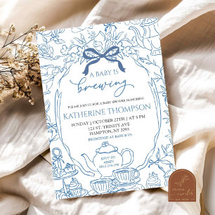 Chinoiserie Baby wird Tee Floral Baby Dusche Einladung