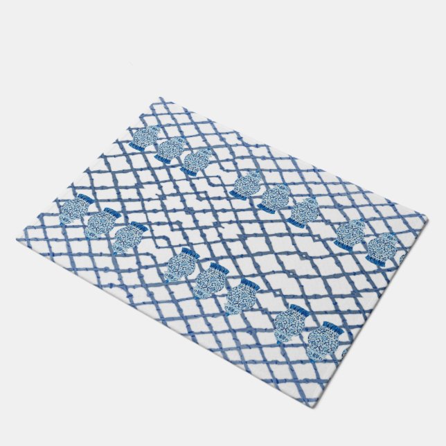 Chinoiserie Bamboo Ginger Jar Doormat Mat Rug Fußmatte (Schrägansicht)